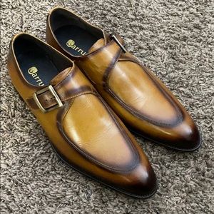Carucci mens monk strap dress shoes light tan
